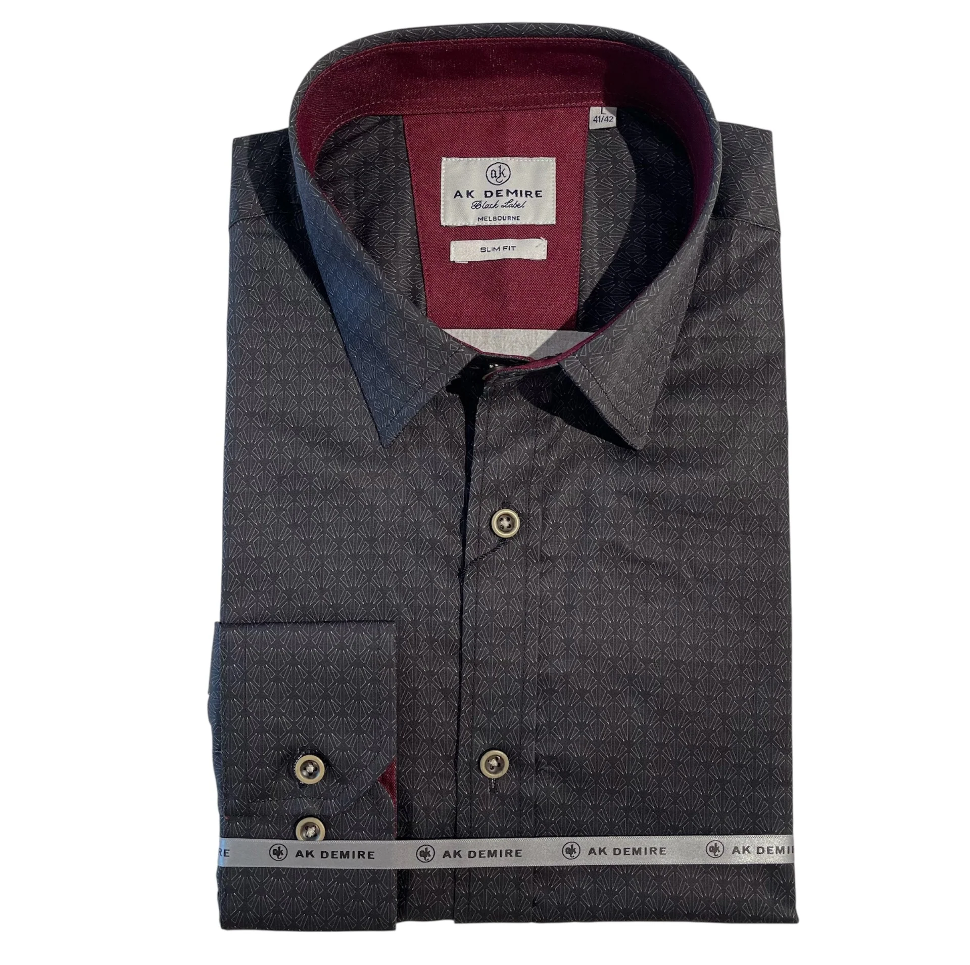 AK DEMIRE AK-556 L/S Geo Print Shirt - Black/Char - Image 2