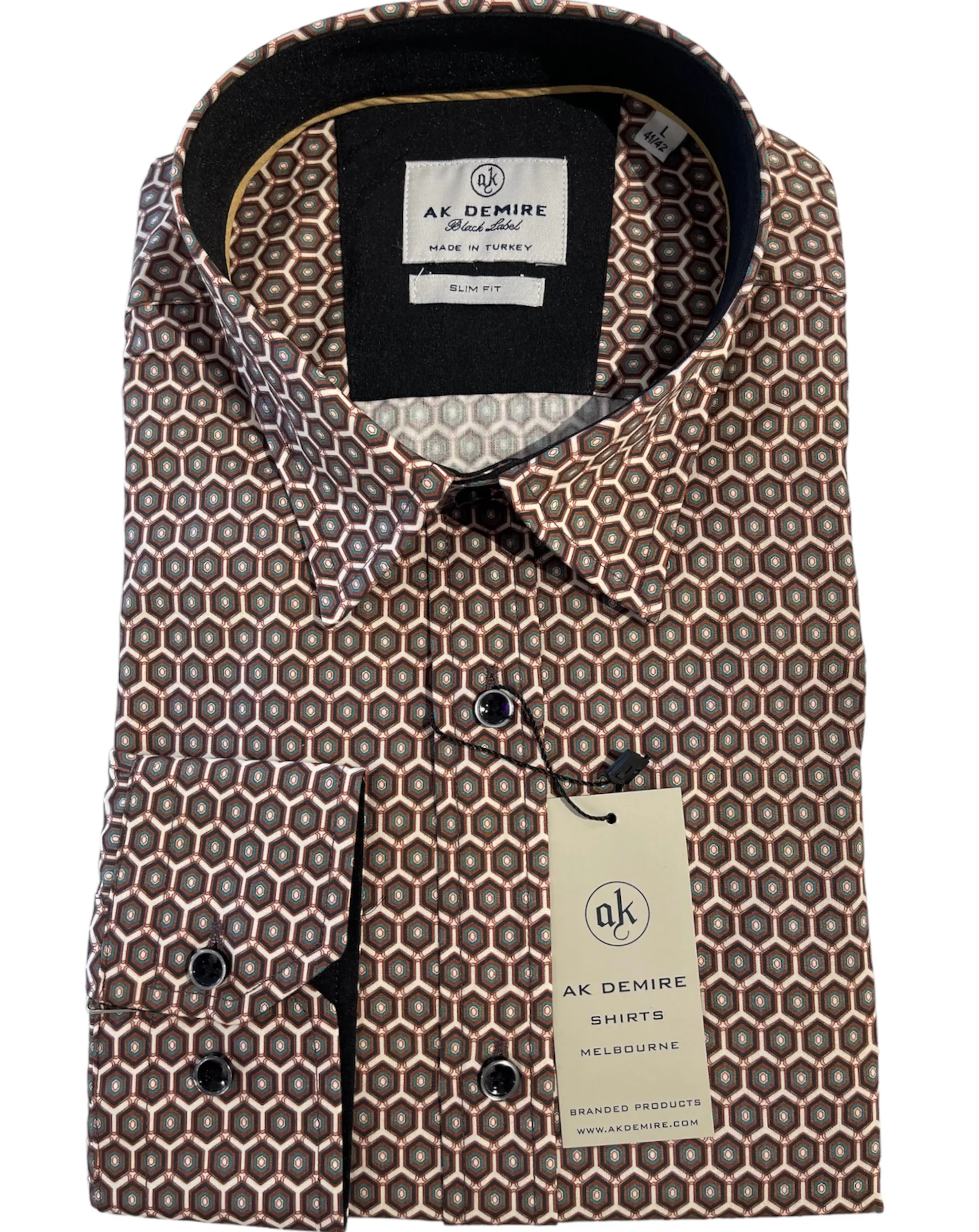 AK DEMIRE AKTB-228 L/S Geo Print Shirt - Jade