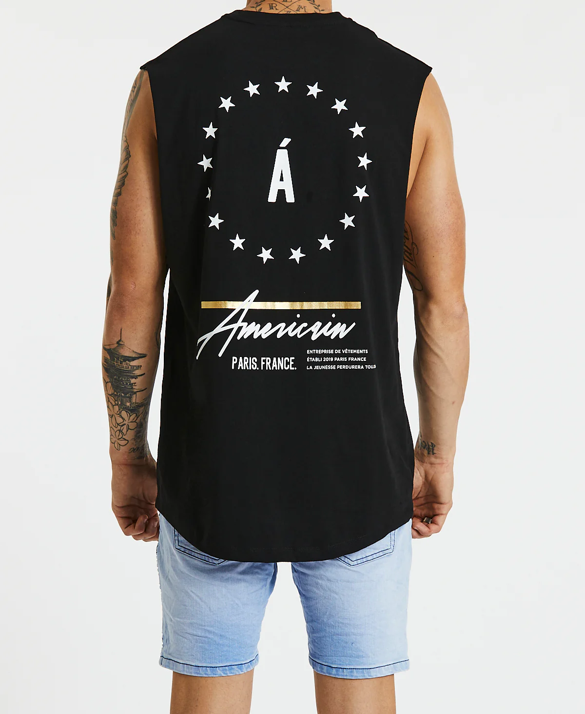 Américain Woodstock Scoop Back Muscle - Jet Black - Image 4