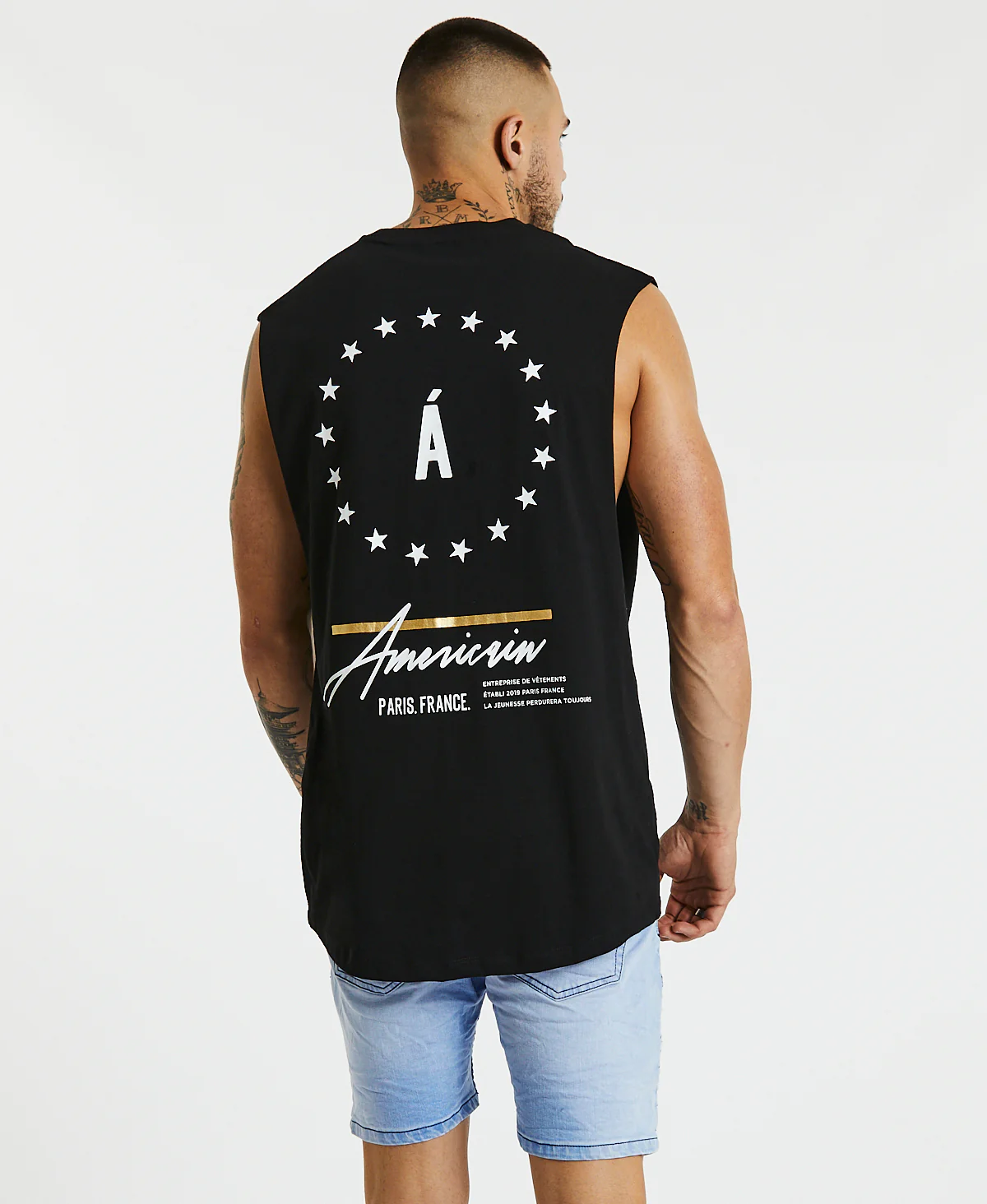 Américain Woodstock Scoop Back Muscle - Jet Black - Image 6