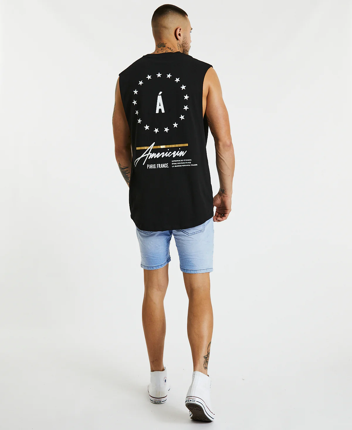 Américain Woodstock Scoop Back Muscle - Jet Black - Image 7