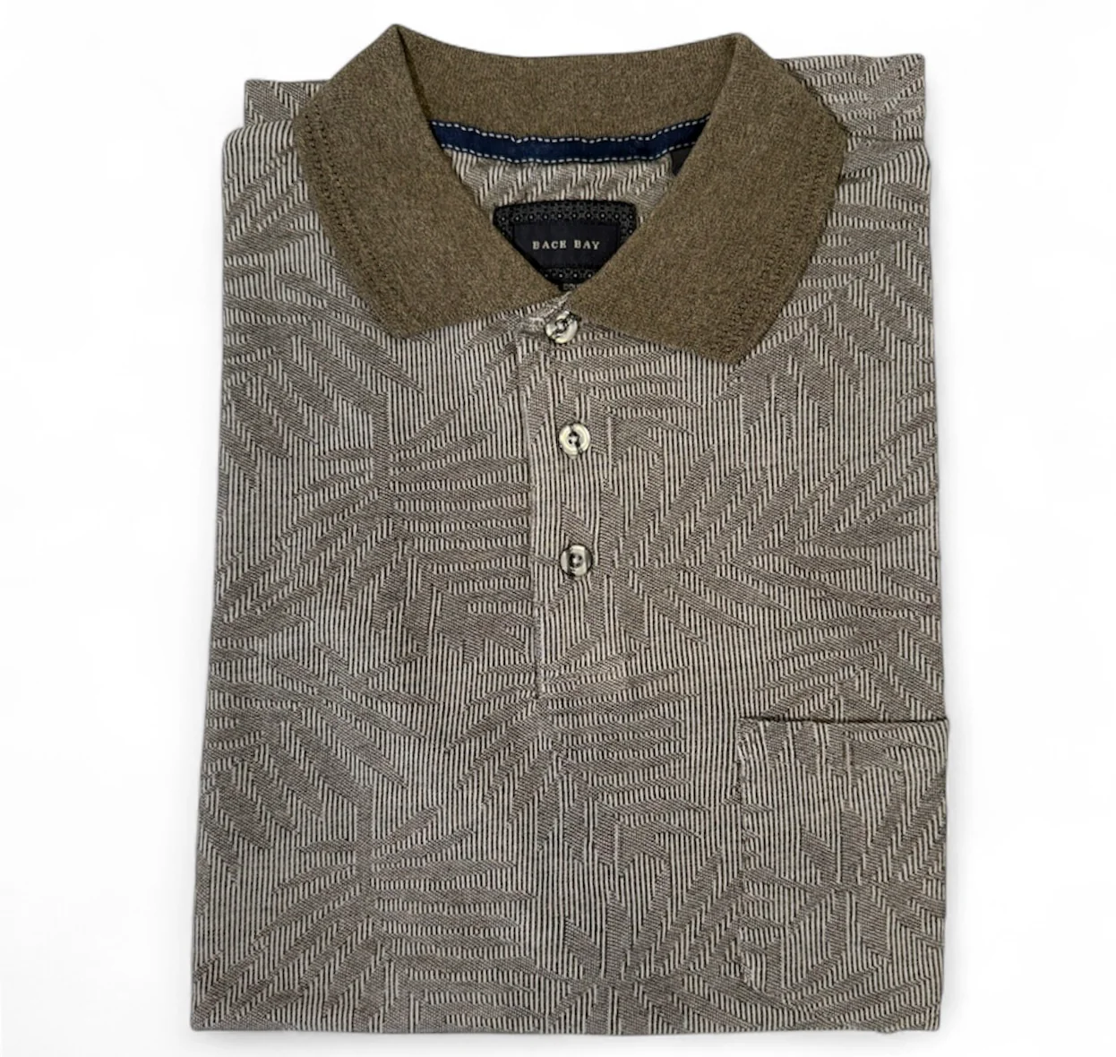BACK BAY G480107 Mercerized Cotton Jacquard Polo - Taupe Marle