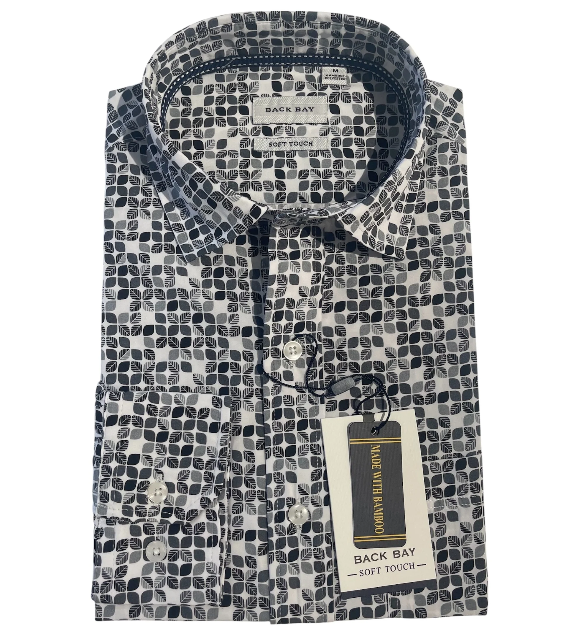BACK BAY G580206 Bamboo Geo L/S Shirt - White