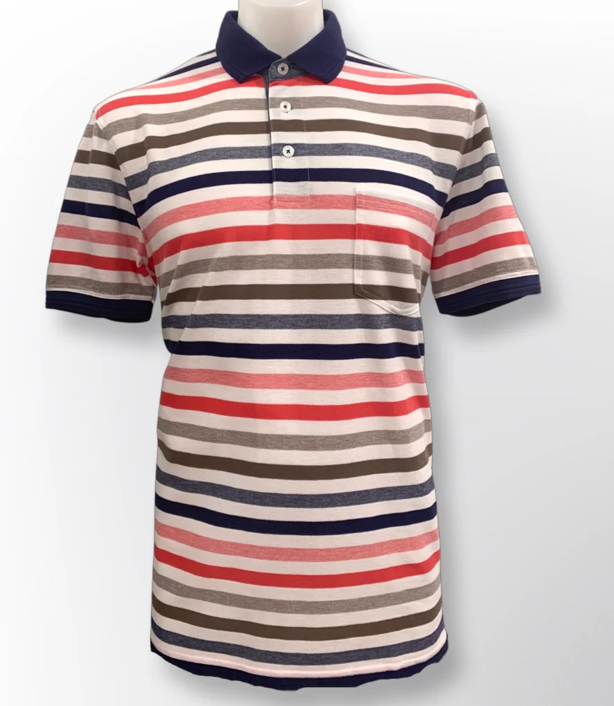 Back Bay G840112 Stripe Cotton Polo - Melon