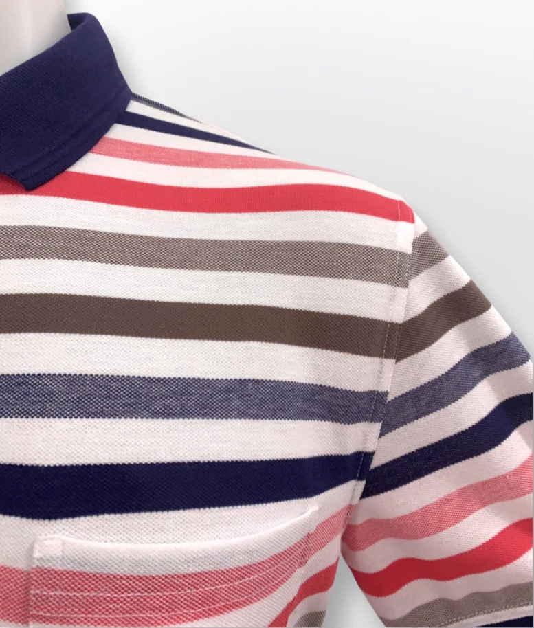 Back Bay G840112 Stripe Cotton Polo - Melon - Image 2