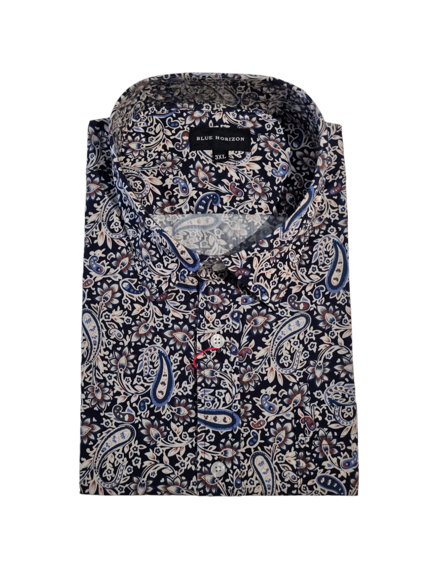 Blue Horizon BH2892 Poly Cotton Print S/S Shirt - Indigo