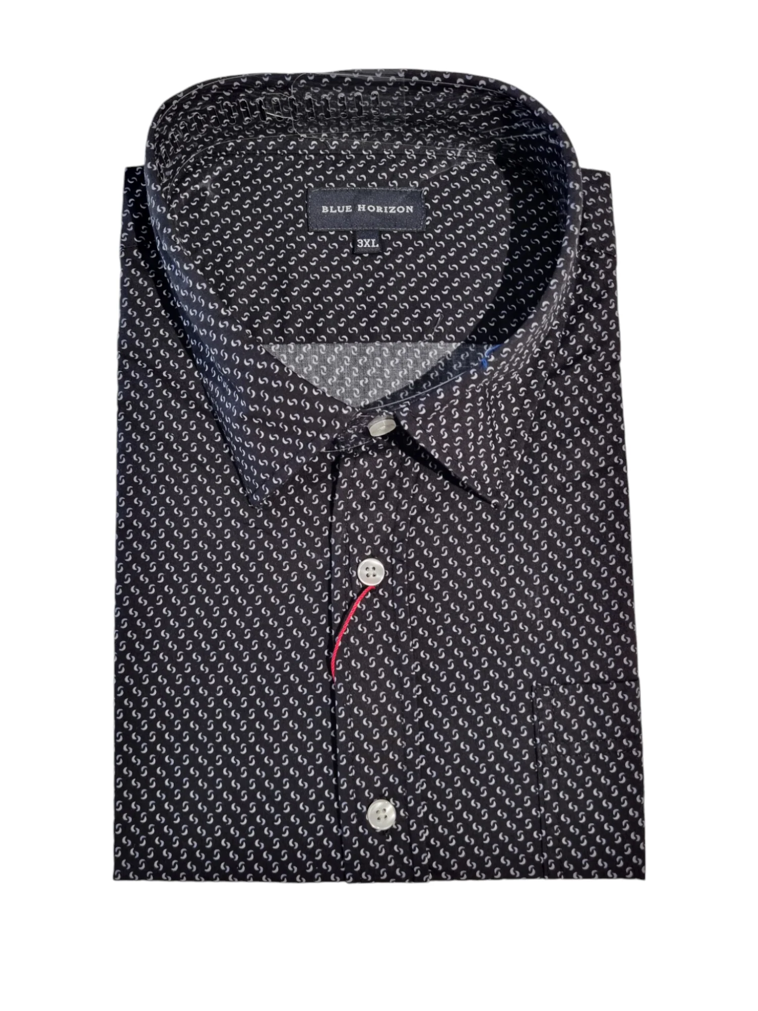 Blue Horizon BH2897 Poly Cotton Print S/S Shirt - Black
