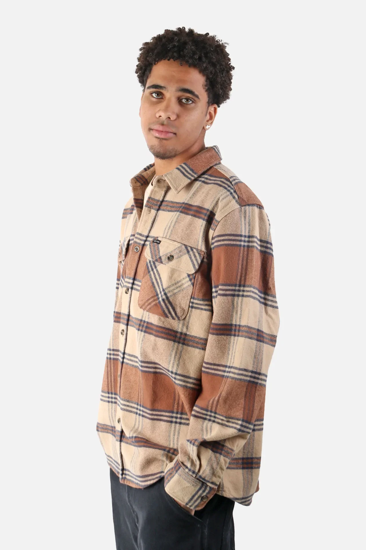 Brixton Bowery Heavy Weight Flannel - Sand/Bison - Image 3