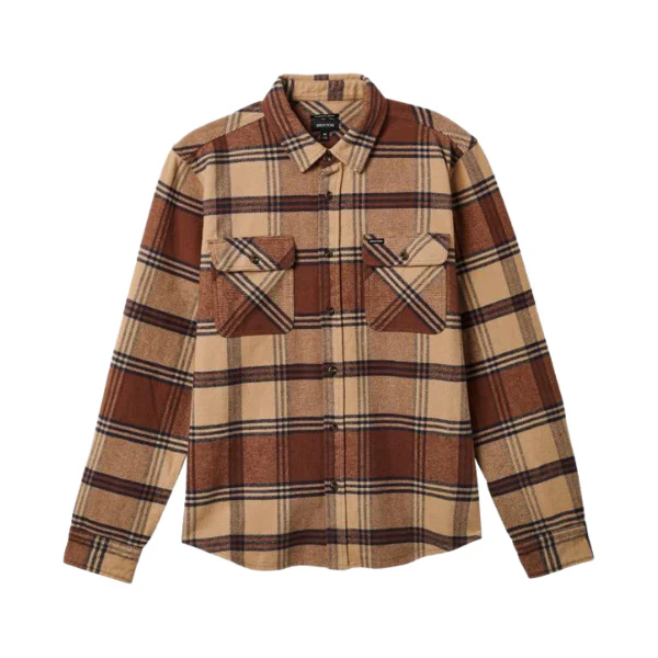 Brixton Bowery Heavy Weight Flannel - Sand/Bison - Image 4