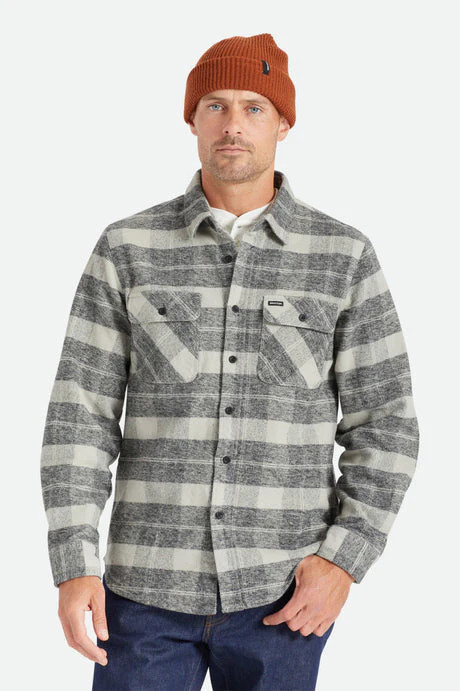 BRIXTON BOWERY HEAVYWEIGHT L/S FLANNEL - Black/Charcoal - Image 2