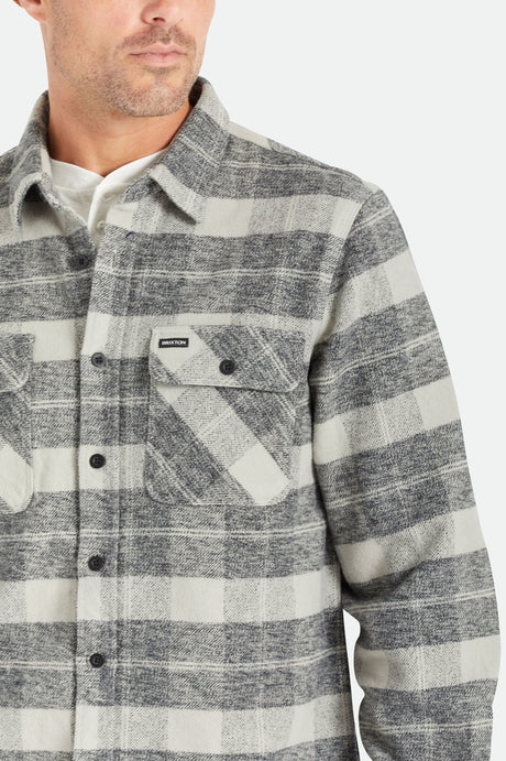 BRIXTON BOWERY HEAVYWEIGHT L/S FLANNEL - Black/Charcoal - Image 3