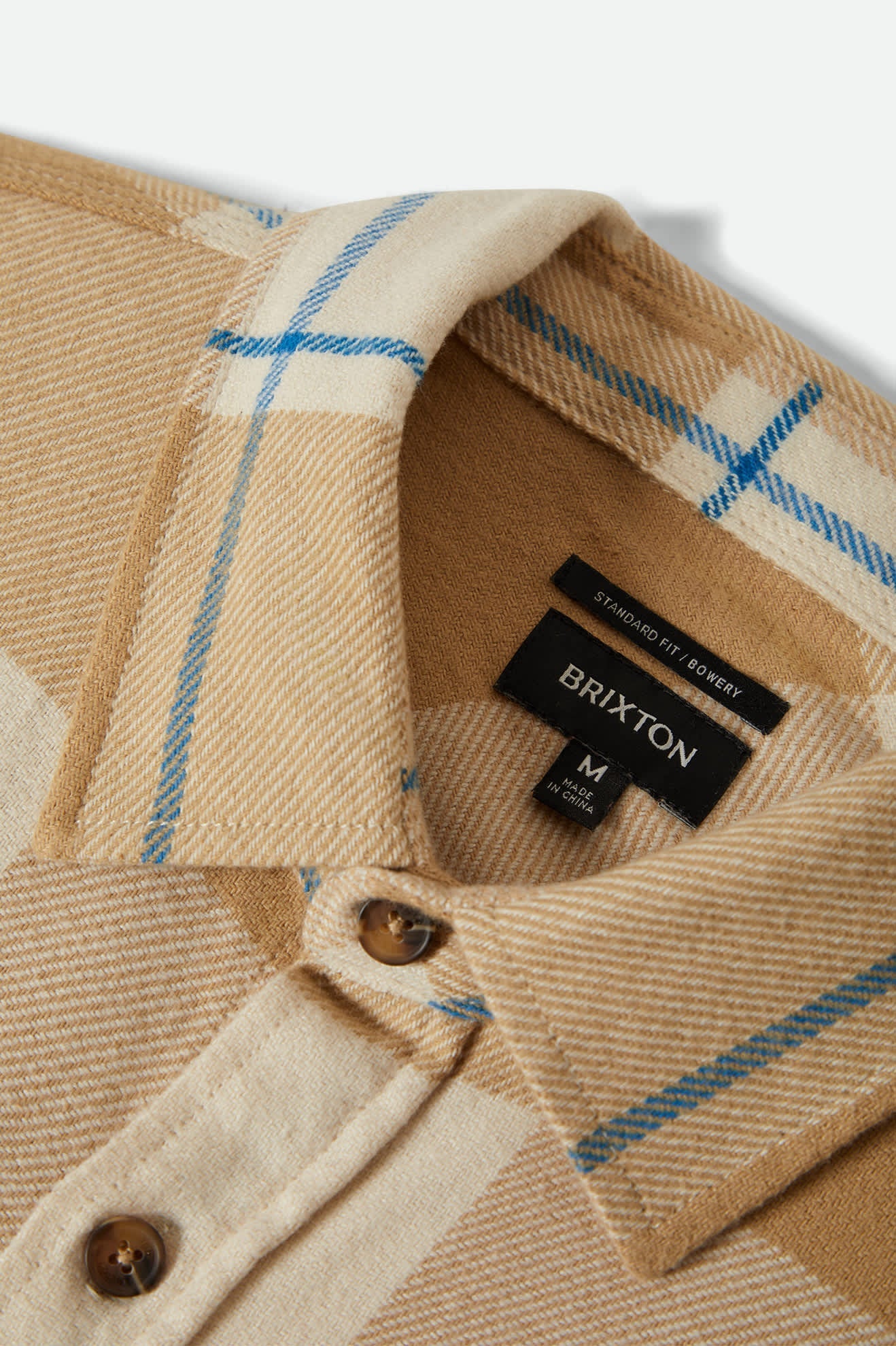 BRIXTON BOWERY L/S FLANNEL - Whitecap/Sand/Cyber Blue - Image 4