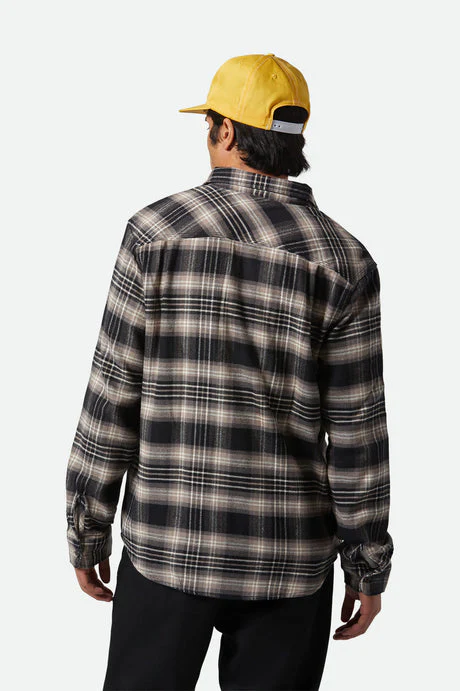 BRIXTON Bowery L/S Flannel - Black/Char/Beige - Image 3