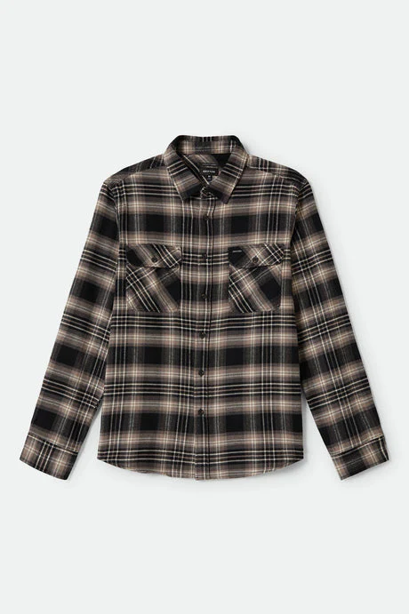 BRIXTON Bowery L/S Flannel - Black/Char/Beige - Image 5