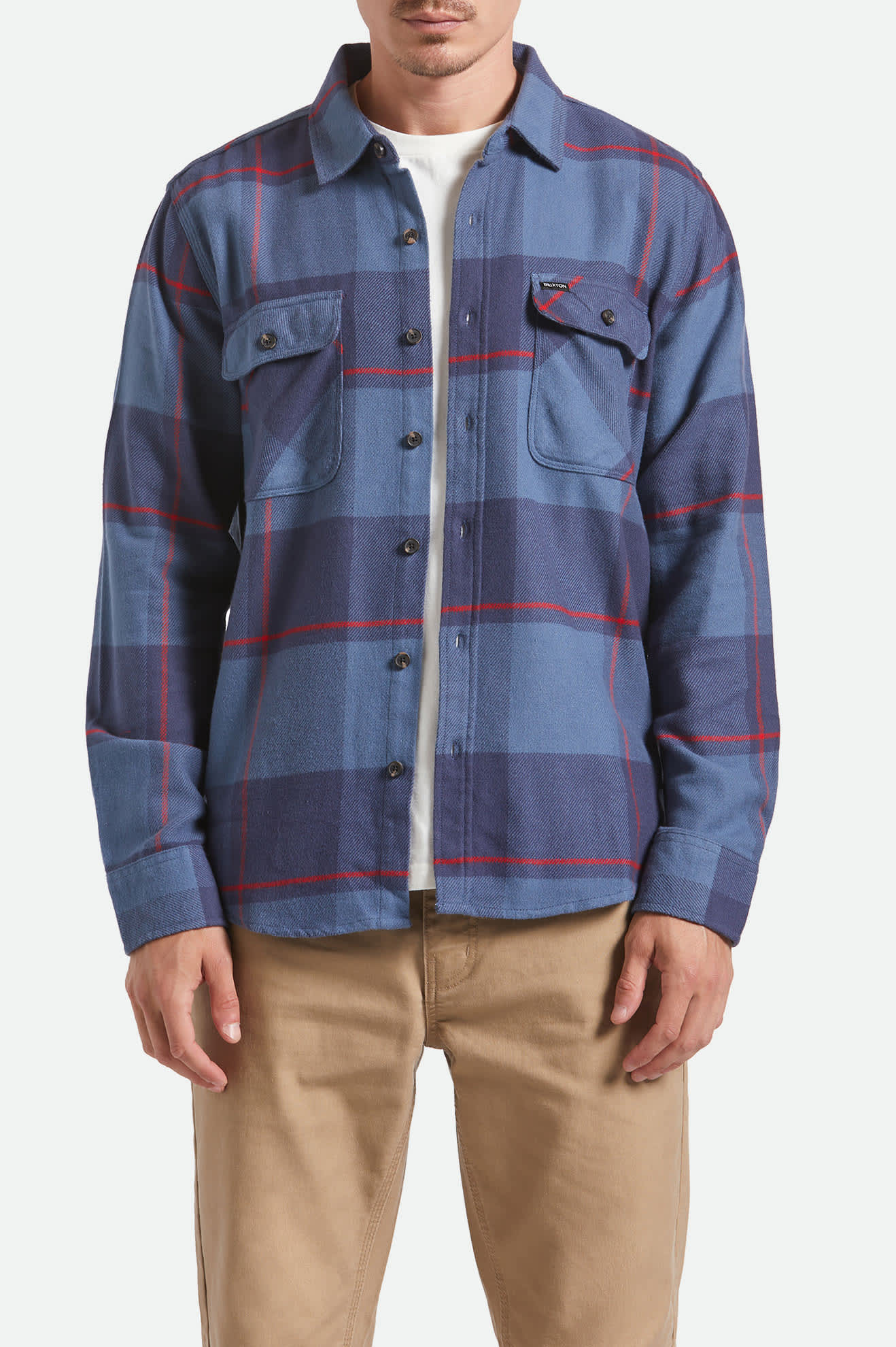 BRIXTON BOWERY L/S FLANNEL - Bering Sea/Mood Indigo/Adrenaline Rush - Image 5