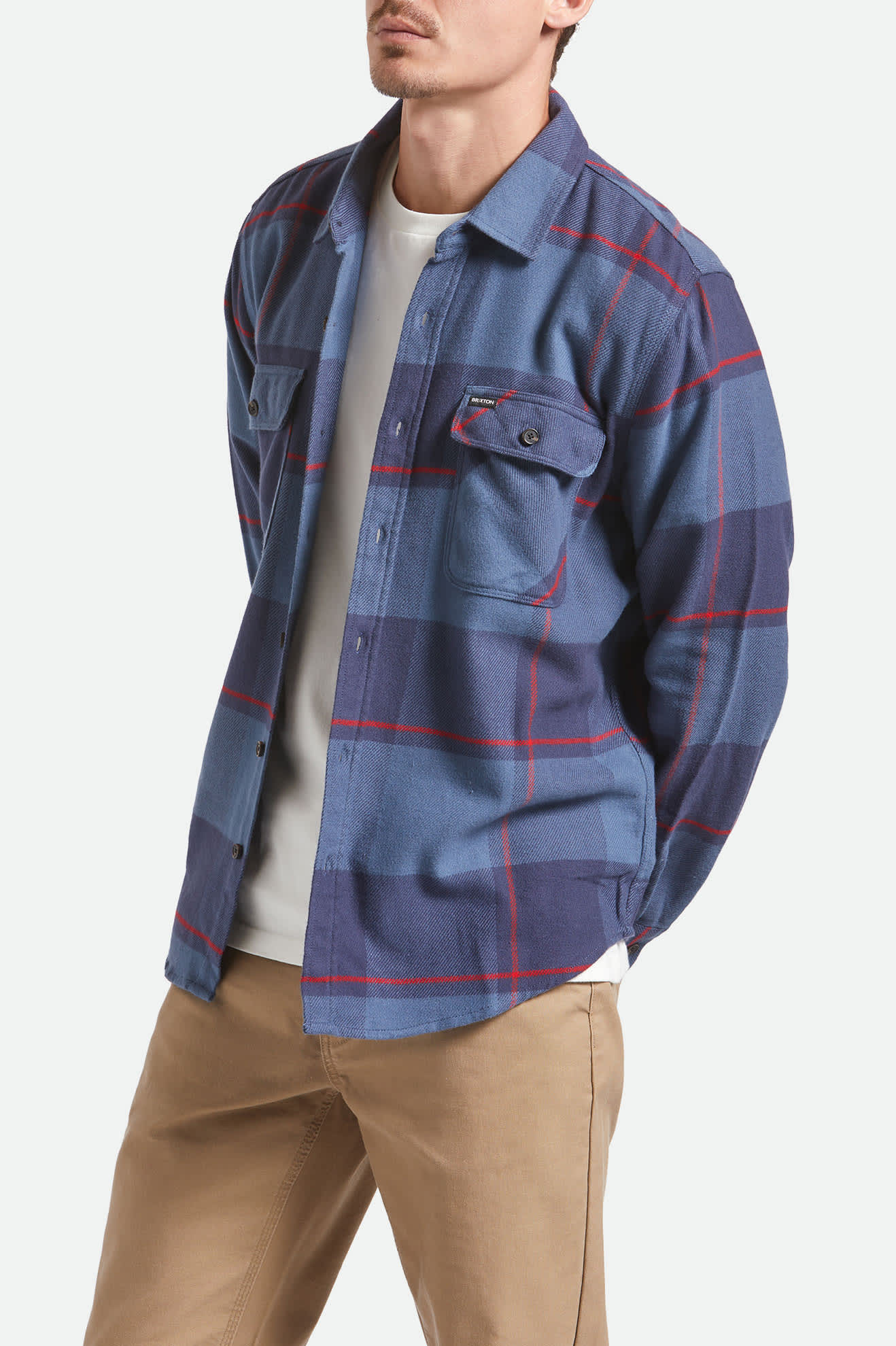 BRIXTON BOWERY L/S FLANNEL - Bering Sea/Mood Indigo/Adrenaline Rush - Image 6