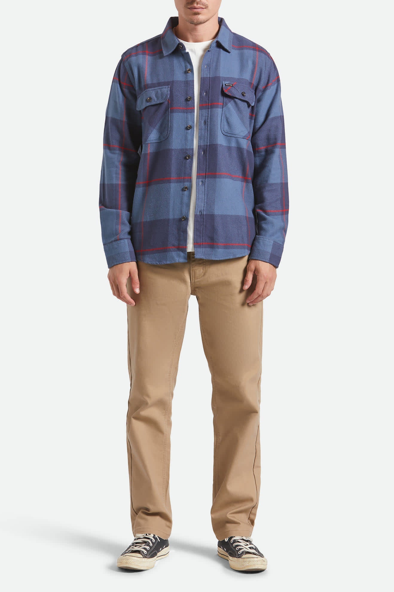 BRIXTON BOWERY L/S FLANNEL - Bering Sea/Mood Indigo/Adrenaline Rush - Image 8