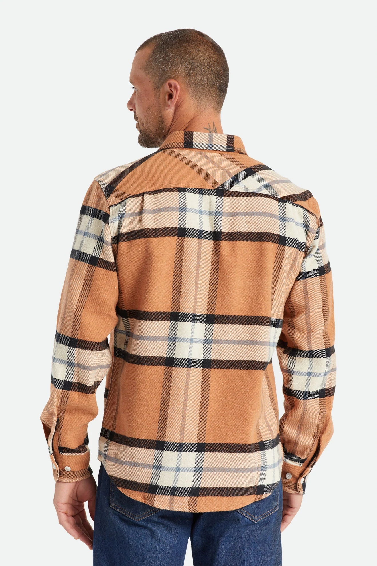 BRIXTON BOWERY L/S FLANNEL - Mocha Plaid - Image 5