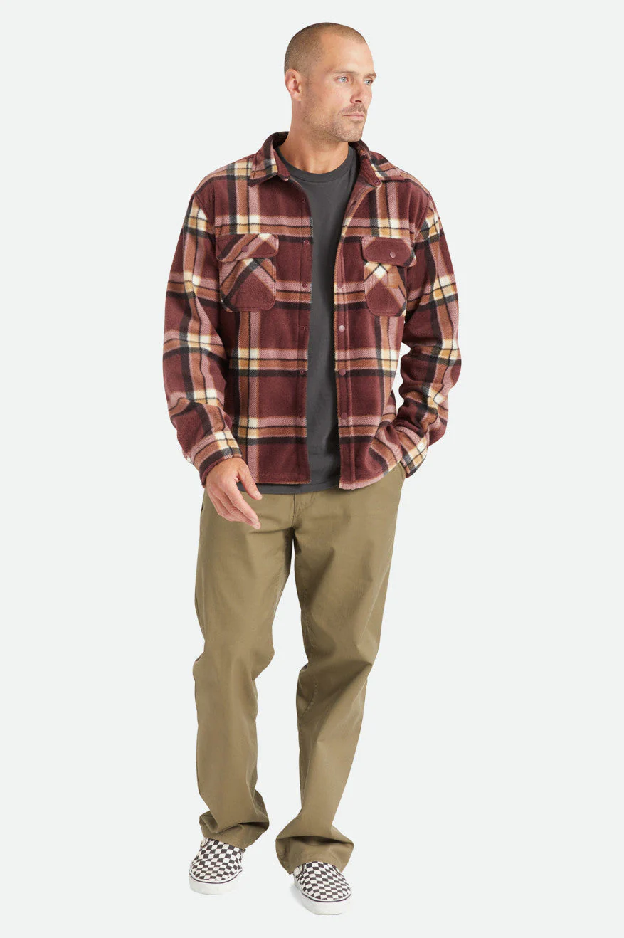Brixton Bowery LS Arctic Stretch Fleece - Mahogany Plaid - Image 3