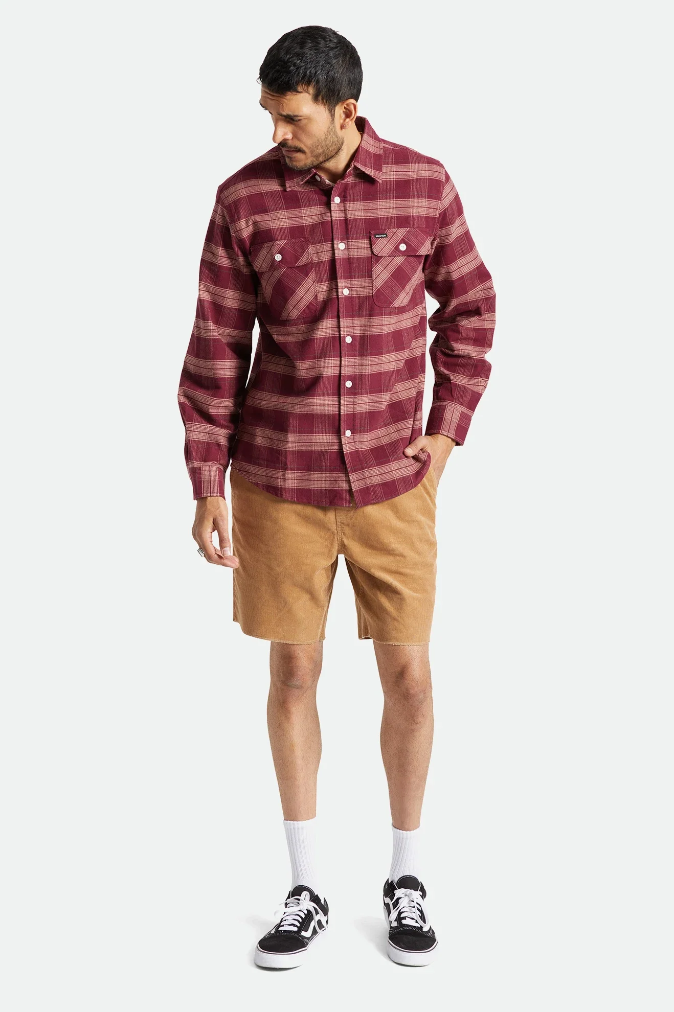 BRIXTON BOWERY STRETCH L/S UTILITY FLANNEL - Crimson - Image 2