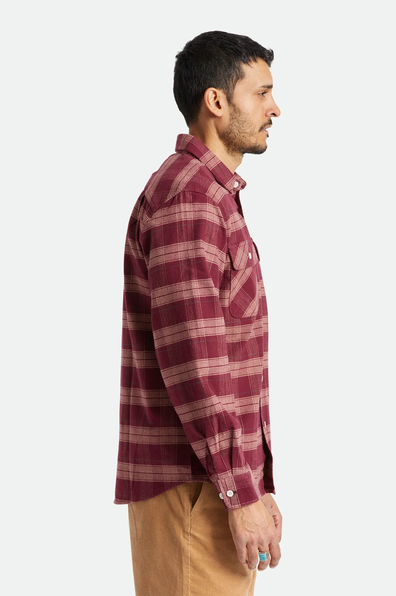 BRIXTON BOWERY STRETCH L/S UTILITY FLANNEL - Crimson - Image 4