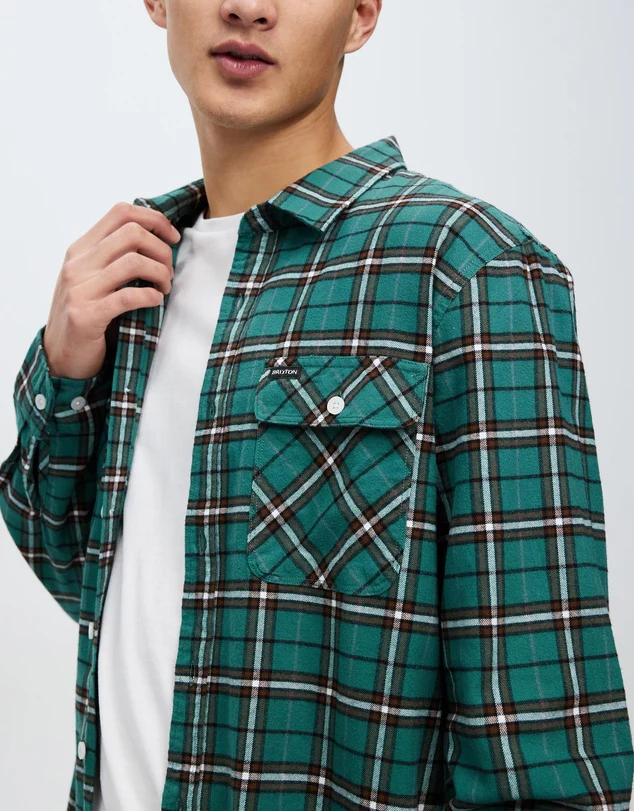 BRIXTON BOWERY SUMMER WEIGHT L/S WOVEN - Spruce/Off White/Dark Earth - Image 3