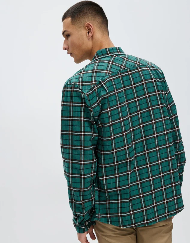 BRIXTON BOWERY SUMMER WEIGHT L/S WOVEN - Spruce/Off White/Dark Earth - Image 4