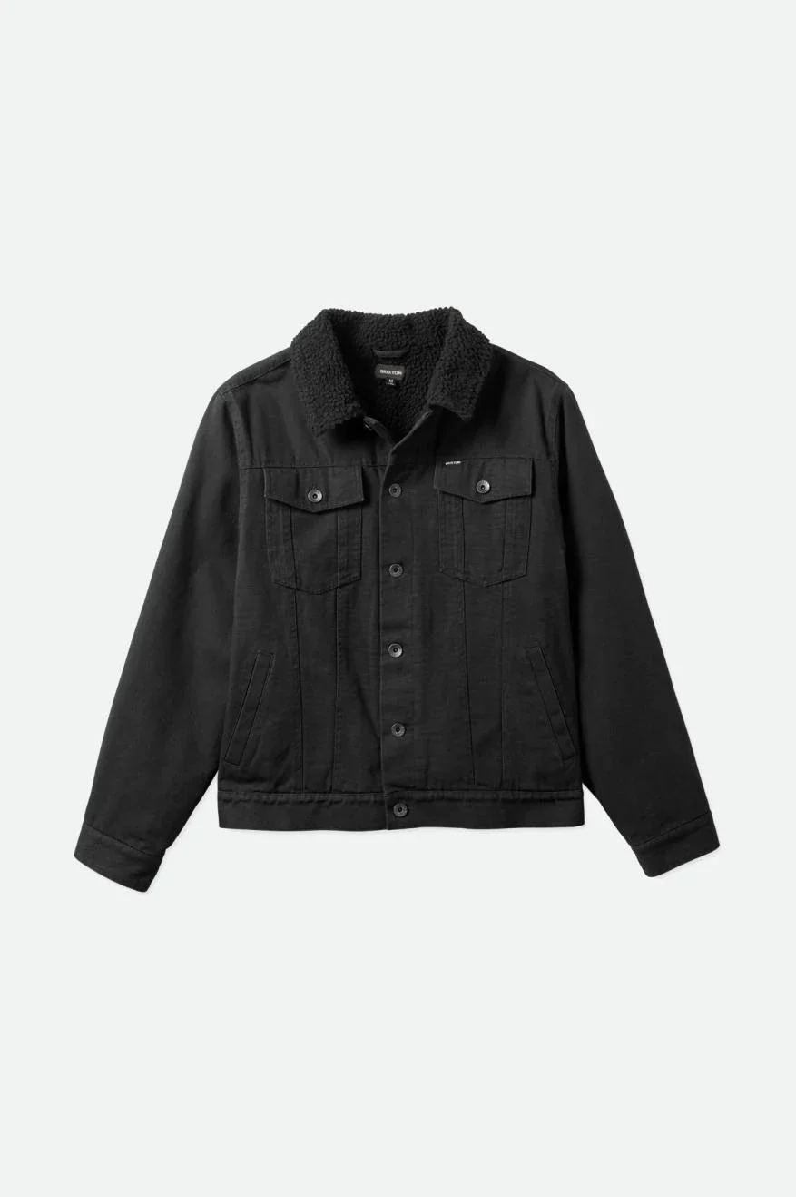 BRIXTON CABLE SHERPA LINED TRUCKER JACKET - Black - Image 7
