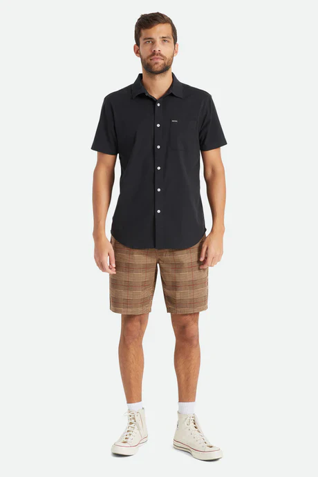 Brixton CHARTER OXFORD S/S WOVEN - Black