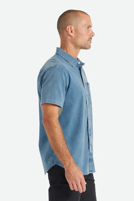 BRIXTON CHARTER OXFORD S/S WOVEN SHIRT - Indie Teal Sun Wash - Image 3