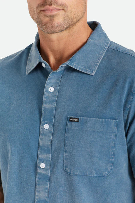 BRIXTON CHARTER OXFORD S/S WOVEN SHIRT - Indie Teal Sun Wash - Image 4