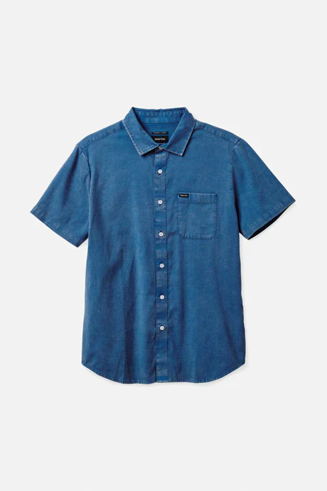 BRIXTON CHARTER OXFORD S/S WOVEN SHIRT - Indie Teal Sun Wash - Image 6