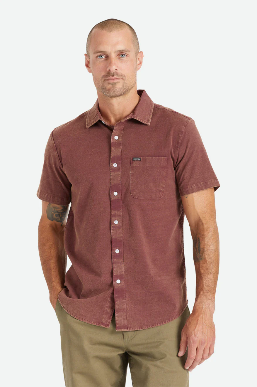 BRIXTON CHARTER OXFORD S/S WOVEN SHIRT - Mahogany Sun Wash - Image 2