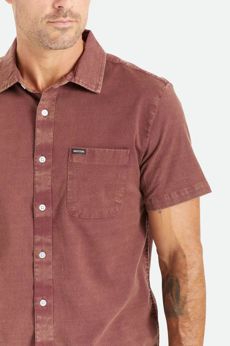 BRIXTON CHARTER OXFORD S/S WOVEN SHIRT - Mahogany Sun Wash - Image 3