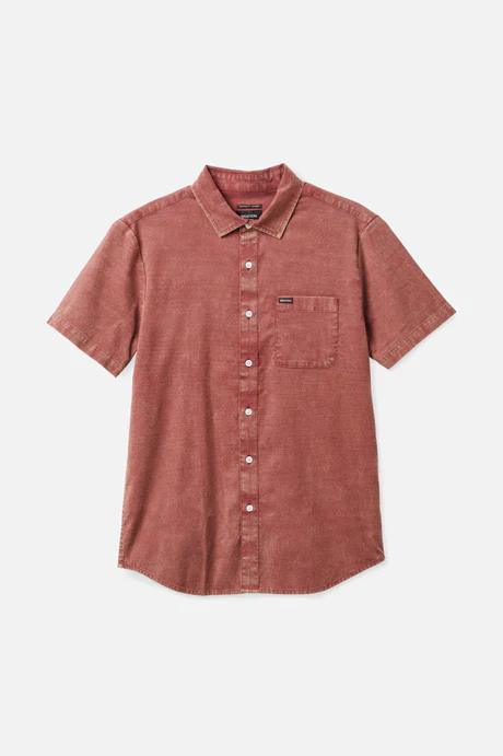 BRIXTON CHARTER OXFORD S/S WOVEN SHIRT - Mahogany Sun Wash - Image 6