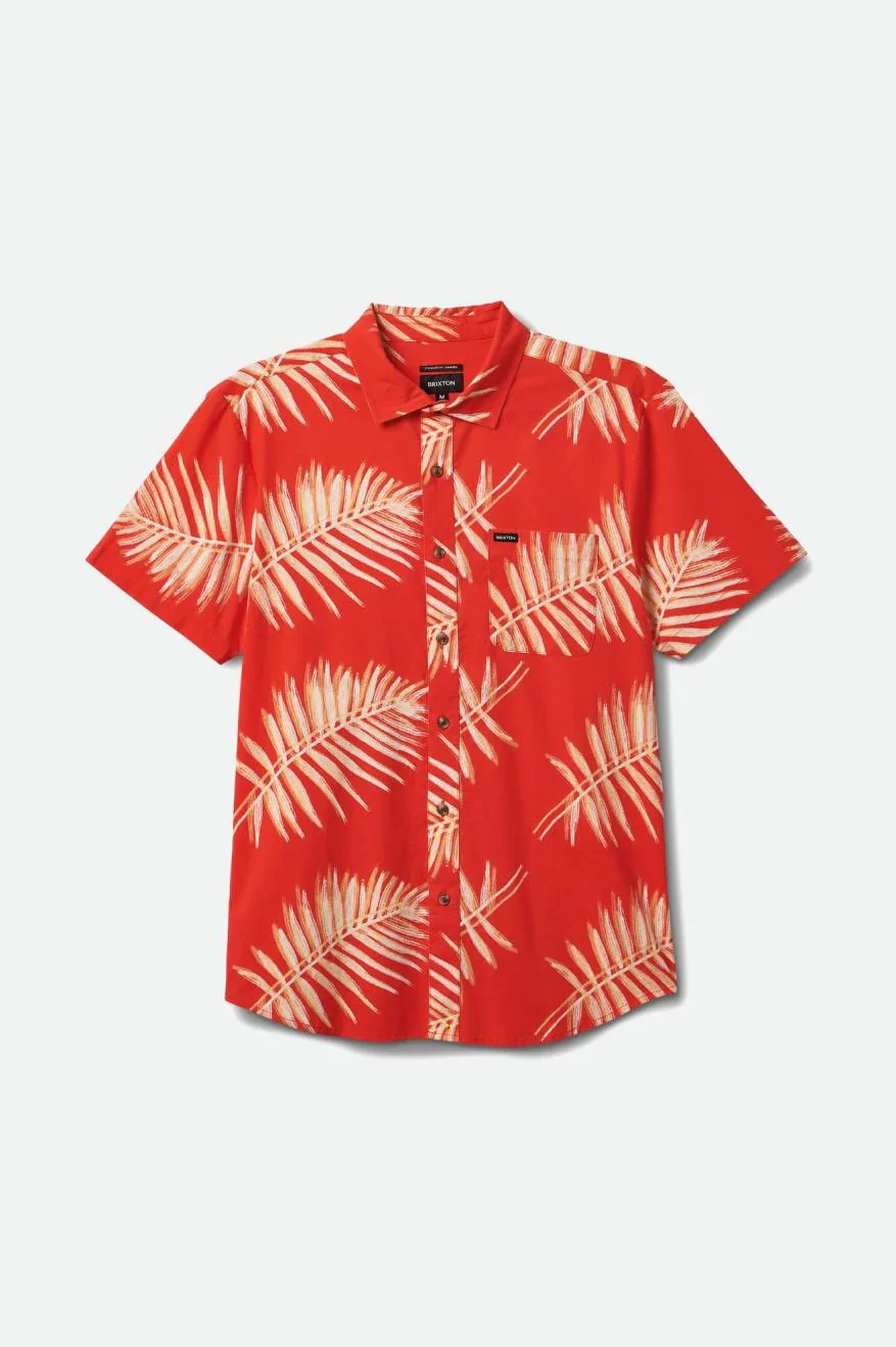 BRIXTON CHARTER PRINT S/S WOVEN - Aloha Red/Palm Leaf - Image 2