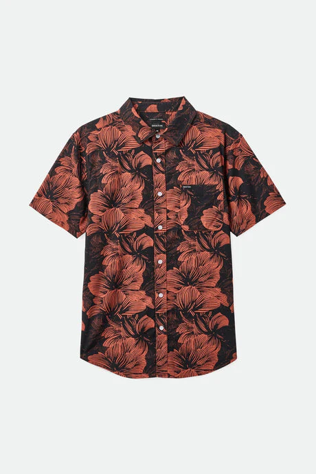 BRIXTON CHARTER PRINT S/S WOVEN SHIRT - Washed Black/Terracotta Floral - Image 2