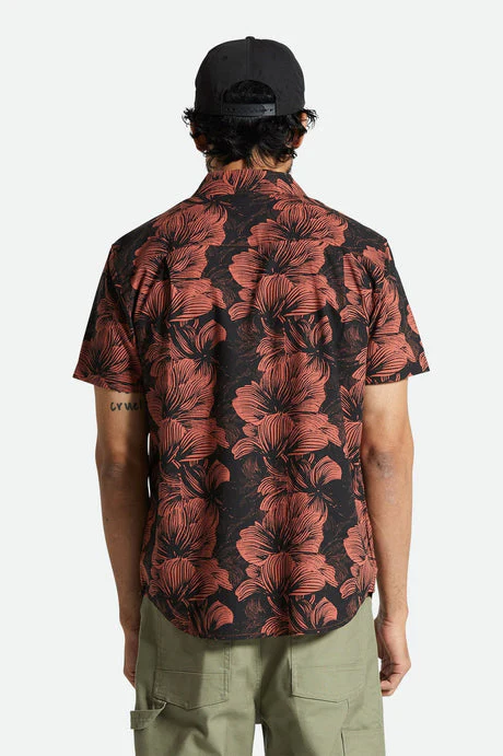 BRIXTON CHARTER PRINT S/S WOVEN SHIRT - Washed Black/Terracotta Floral - Image 3