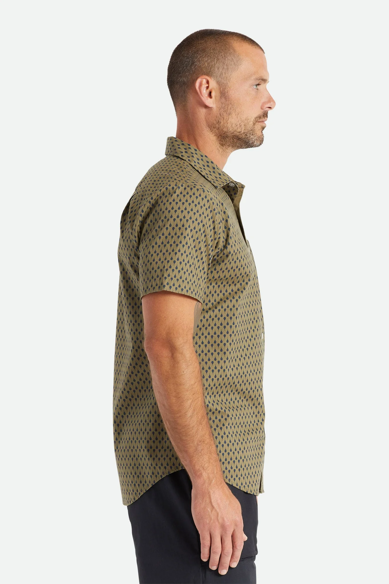 Brixton CHARTER PRINT Short Sleeve Woven - Military Olive/Navy - Image 3