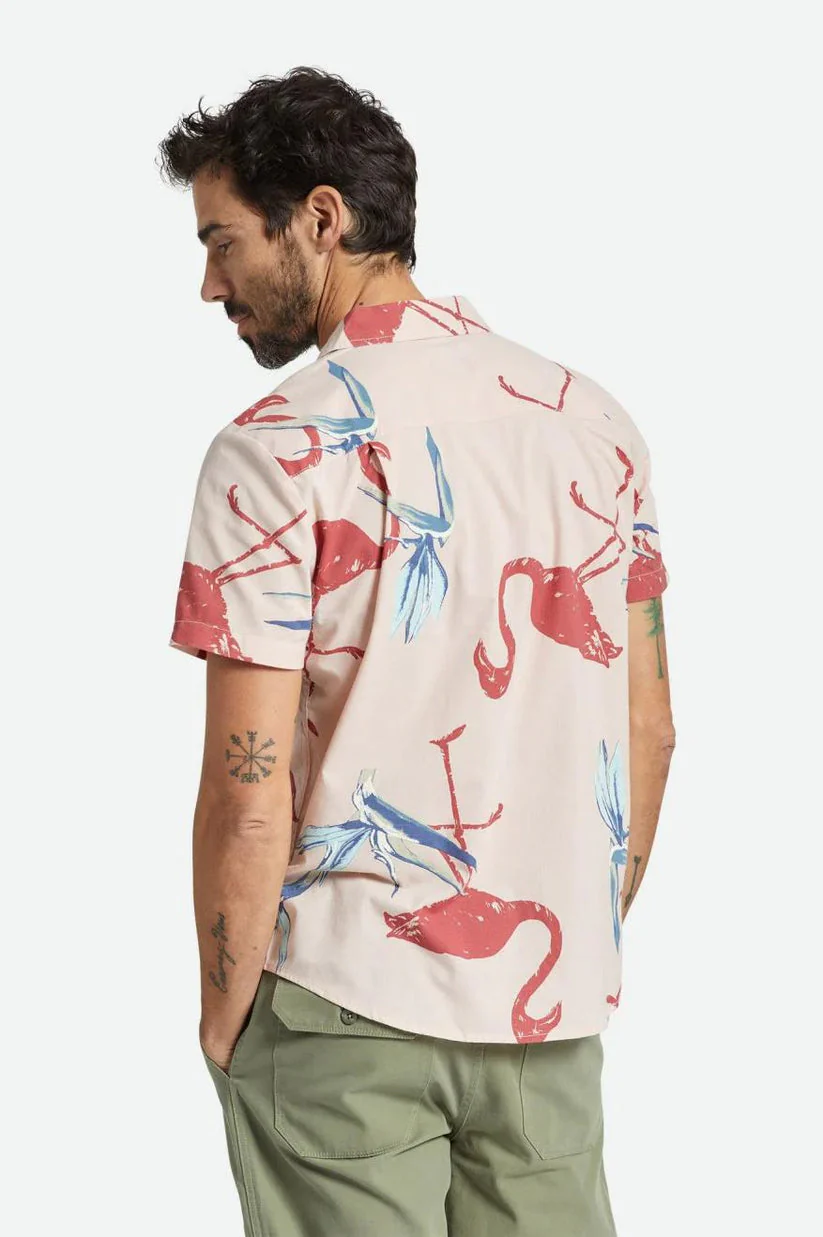 BRIXTON Charter Print SS Shirt - Coral Pink/Dusty Cedar/Canal B - Image 2