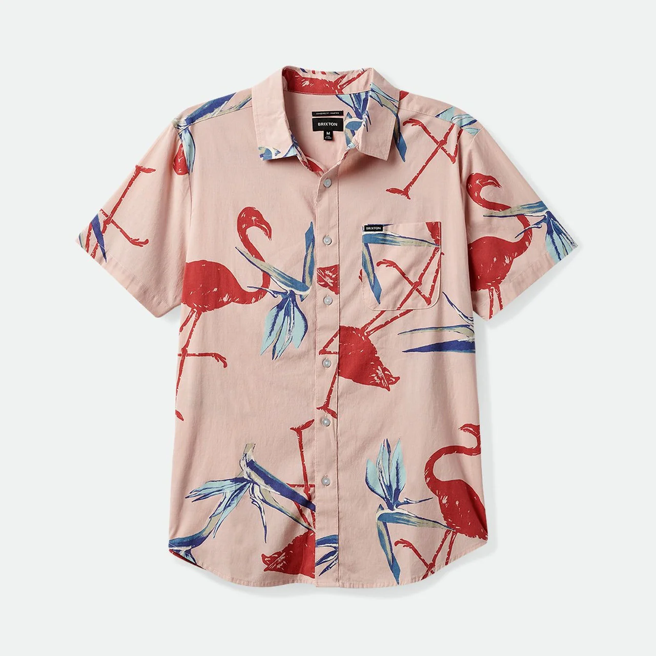 BRIXTON Charter Print SS Shirt - Coral Pink/Dusty Cedar/Canal B - Image 3