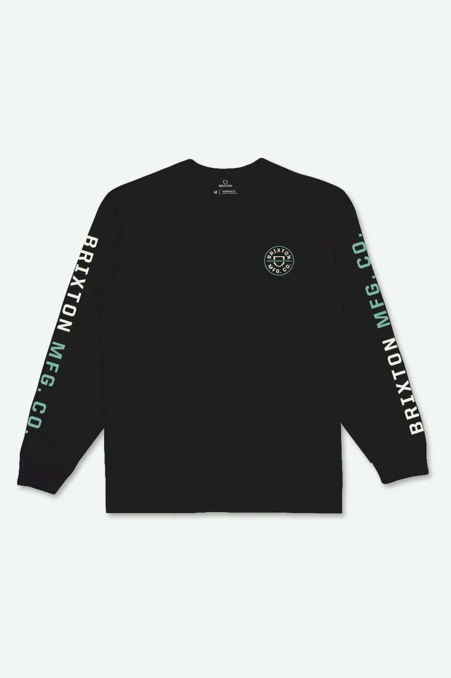 BRIXTON CREST L/S TEE - Black/Off White/Jade