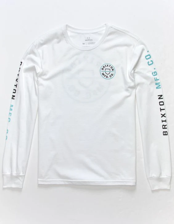 BRIXTON Crest Long Sleeve Tee - White/Black