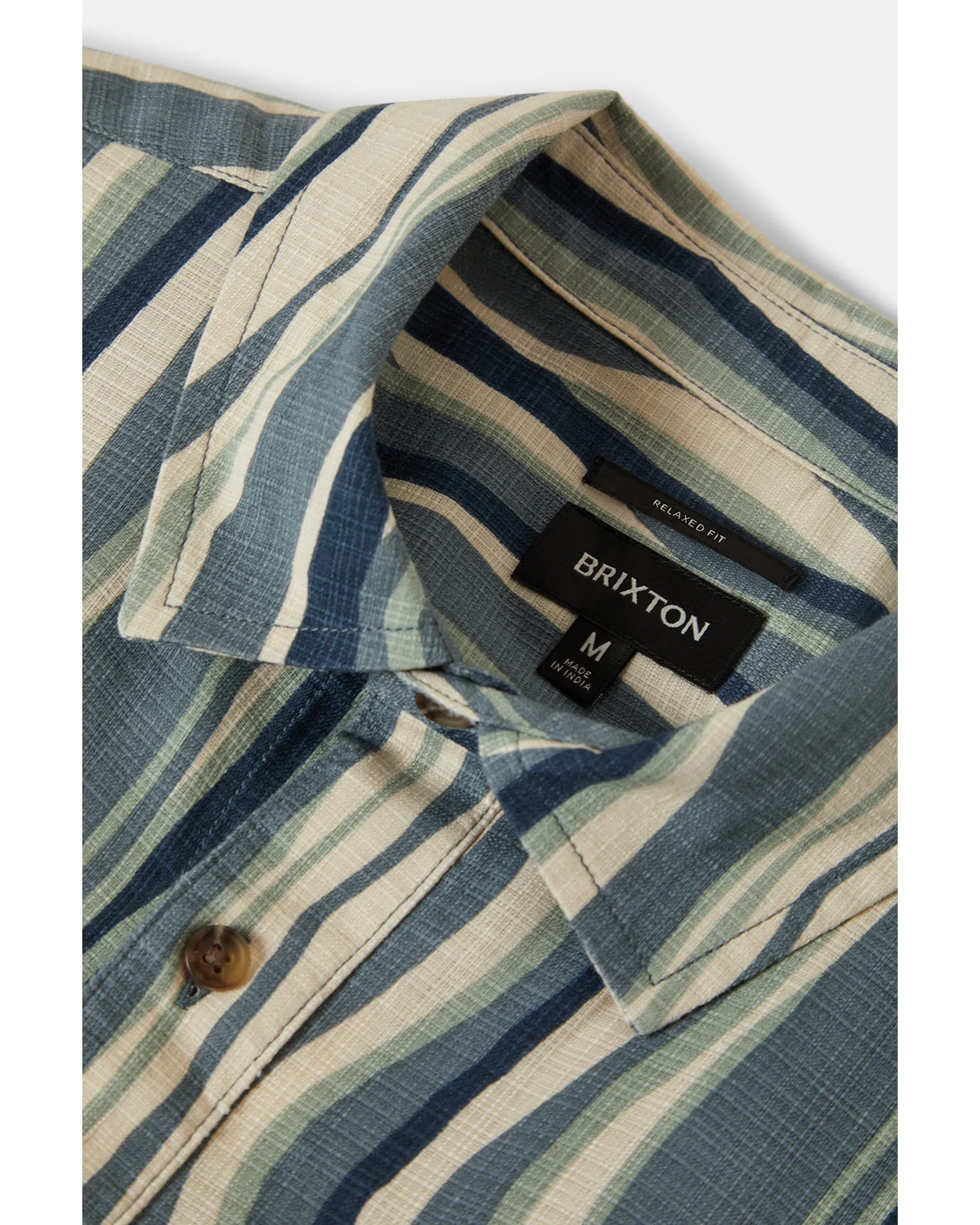 BRIXTON CRU Oxford Stripe S/S Shirt - Basalt Blue/Painterly Stripe - Image 7