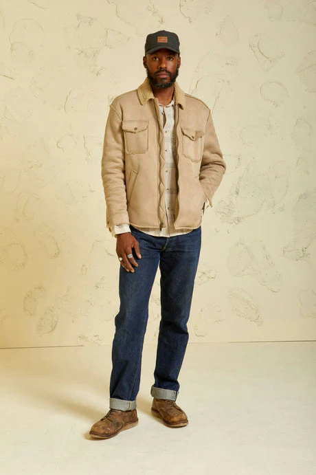 BRIXTON DURHAM RESERVE VEGAN SHEARLING JACKET - Sand