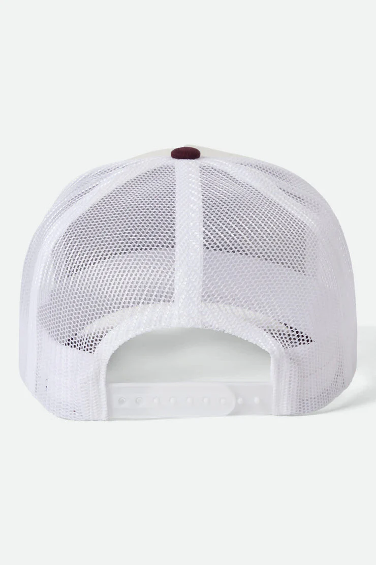 BRIXTON Genuine Quality NetPlus® Trucker Hat - Off White/Port - Image 3