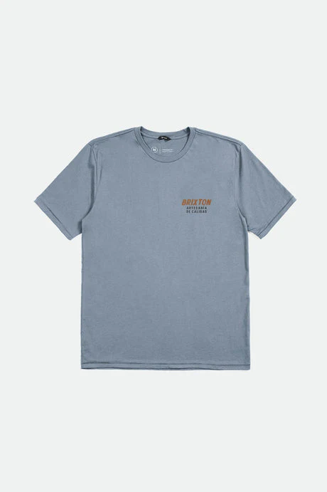 BRIXTON HARVESTER S/S TAILORED TEE - Dusty Blue