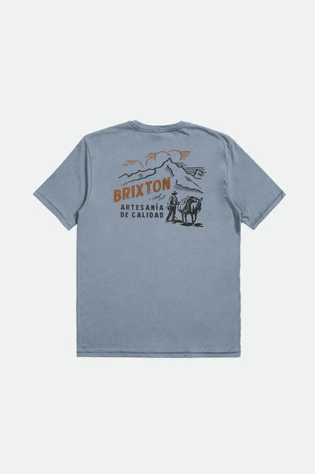 BRIXTON HARVESTER S/S TAILORED TEE - Dusty Blue - Image 2