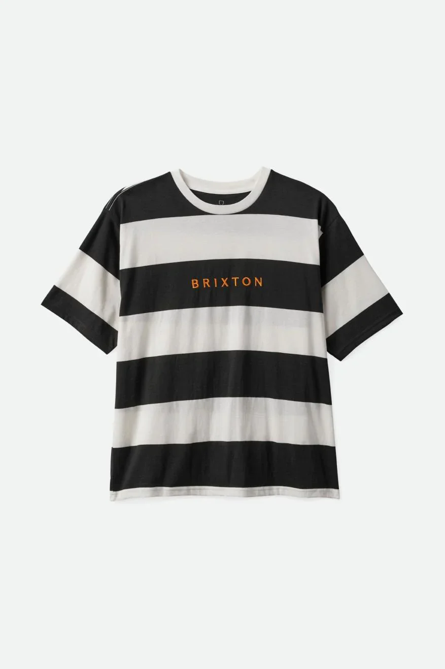 BRIXTON HILT ALPHA LINE S/S TEE - Off White/Washed Black/Paradise Orange - Image 3