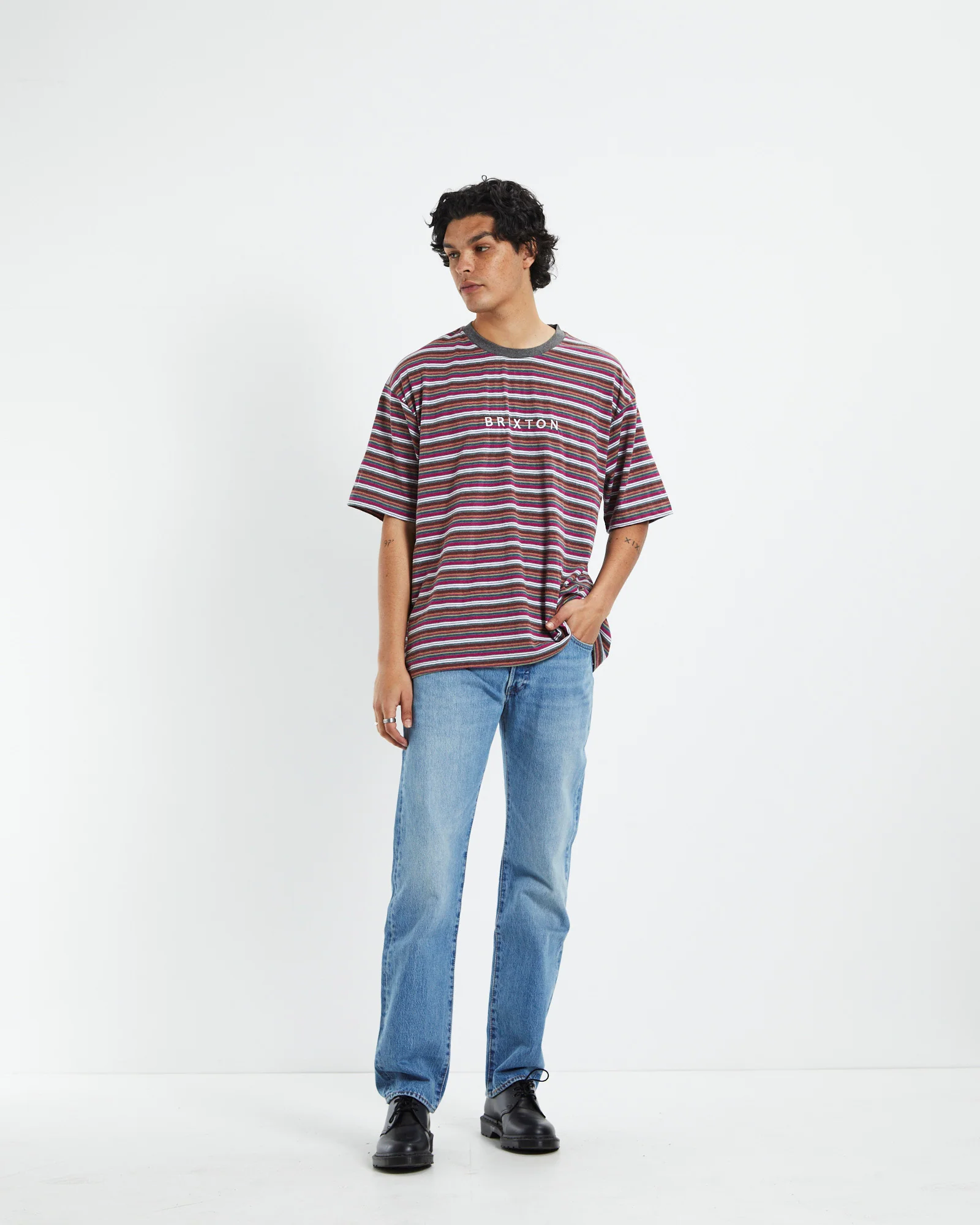 BRIXTON HILT BOXY ALPHA LINE TEE - Viva Stripe - Image 3